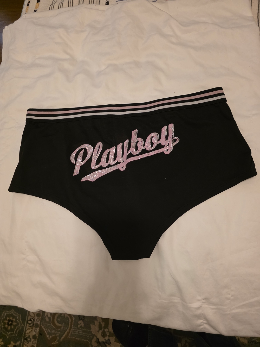 Playboy Black High-Waist Briefs with Pink Logo